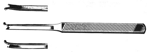 Silver Nasal Cartilage Chisel, Single Guarded, 7.0 Mm Wide, 7" (17.8 Cm), Curved Left